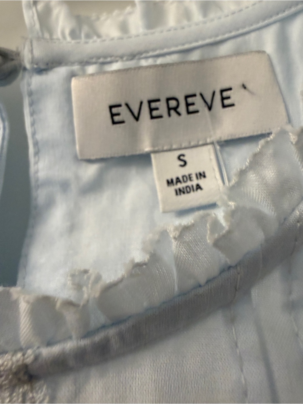 Evereve Romantic Cotton Shirt Crochet Lace Trim Pale Blue Poetcore Small - Picture 2 of 9